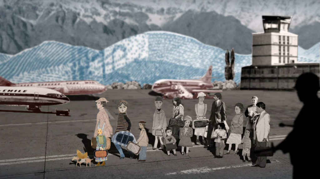 3D image of paper cutouts at airport