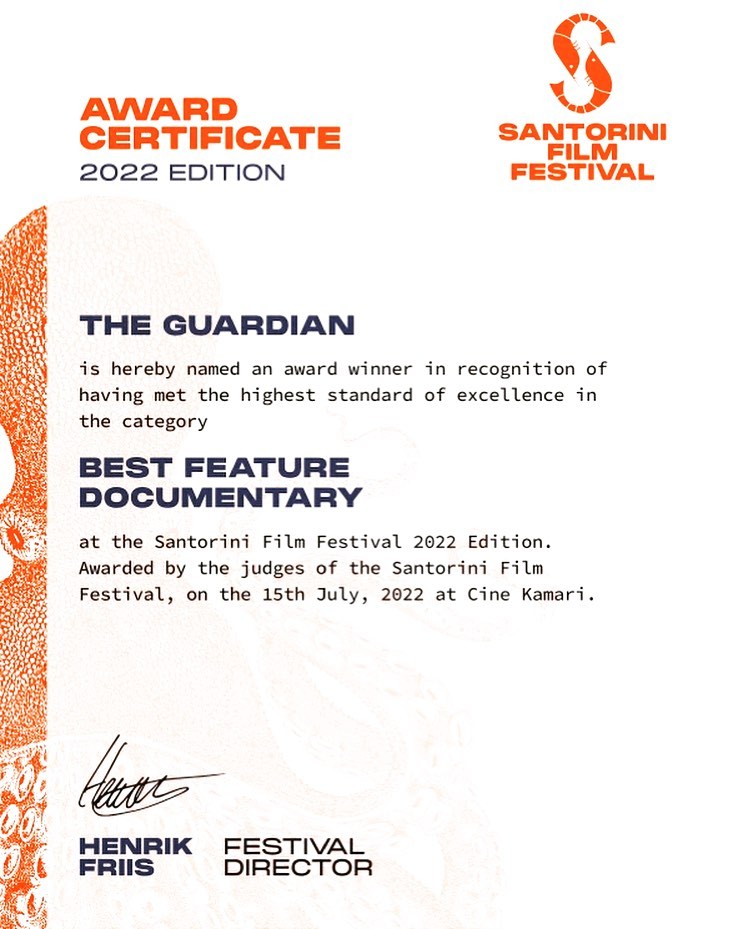 Congratulation @martina_priessner #theguardian #diewächterin #documentaryfilmmaking #documentryfilm #santorinifilmfestival @santorinifilmfest