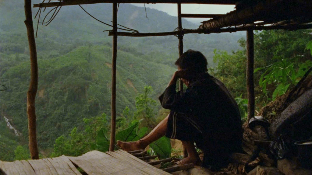 Man sitting in treehouse in Vietnam